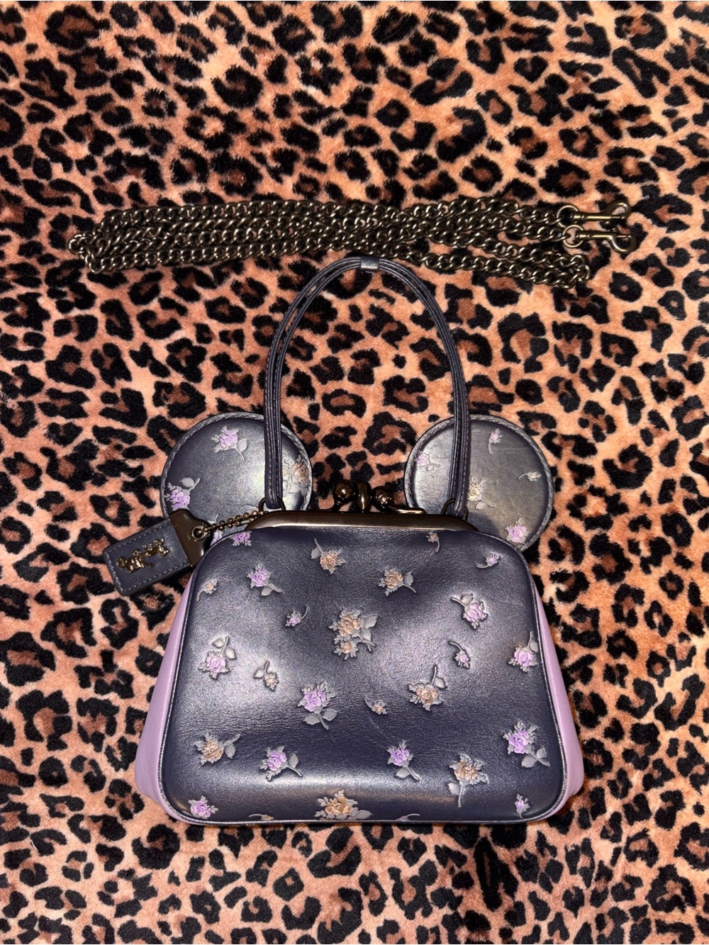 Coach x Disney limited edition mickey mouse kisslock purse with crossbody strap